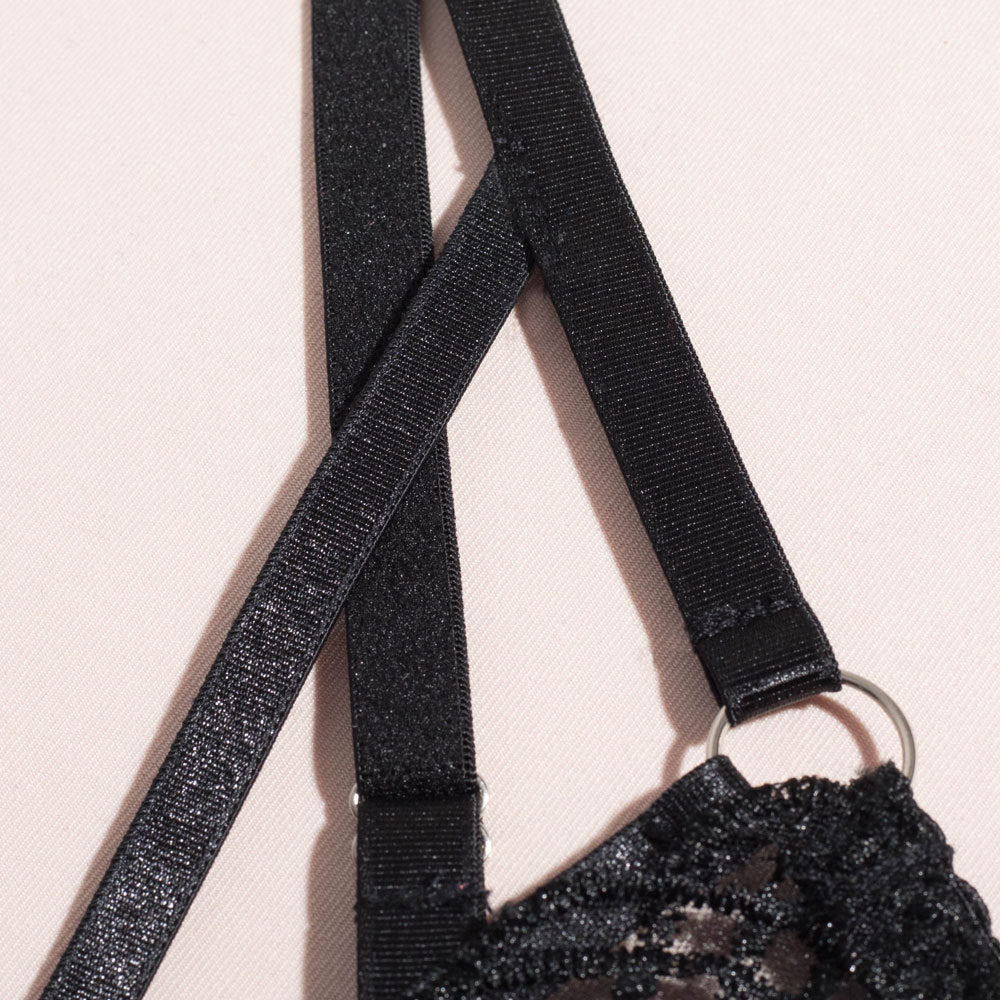 Intrigue Lace Bra and Suspender Lingerie Trio Strapy Details