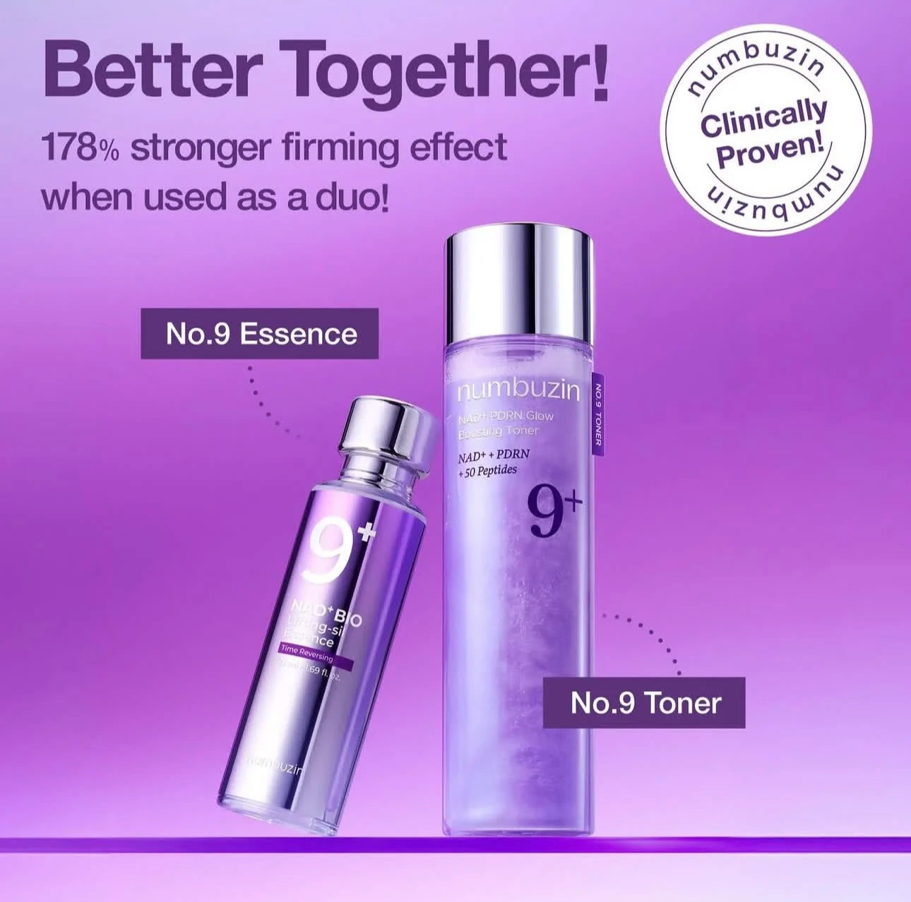 Numbuzin No.9+ Time-Reversing Skincare Set Lifting Essence Retinol Eye