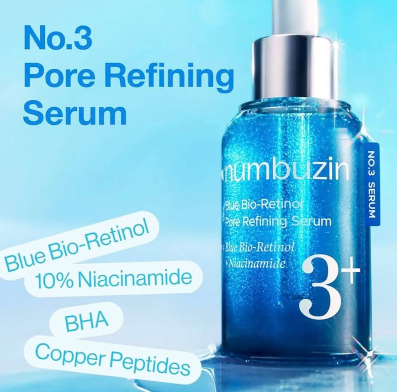Numbuzin No.3 Blue Bio-Retinol Pore Refining Serum Niacinamide Gentle